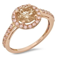 CT Brilliant Round Cut Clear Simulated Diamond 18K Rose Gold Halo Solitaire с акценти пръстен SZ 8.5