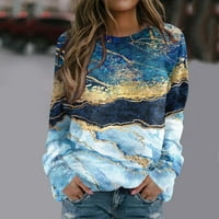 fvwitlyh crewneck суичър женски суичър от рамо на рамо с лъскави ризи с дълъг ръкав пуловер върхове сини средни