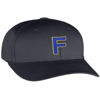 Flexfit бейзболна шапка Персонализирана буква инициали A до Z извита сметка, въглен yw синьо