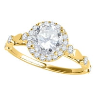 Aonejewelry ct halo кръгъл диамантен античен годежен пръстен в 14k жълто злато