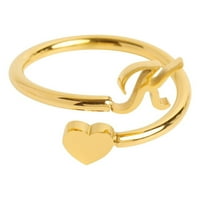 Първоначален сърдечен пръстен буква Отваряне регулируем дами пръстен подарък за жени