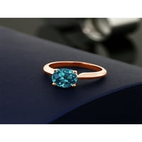 Gem Stone King 2. CT Round London Blue Topaz 18K Rose Gold Платен сребърен годежен пръстен