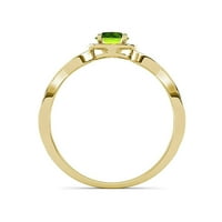 Peridot и Diamond Swirl Halo годежен пръстен 1. CT TW в 14K жълто злато.size 5.0
