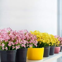 Изкуствени цветя на нарцижи, фалшиви изкуствени зеленина UV устойчиви без избледняване на пластмасови растения Fau за сватбен букет букет на открито домашен градински кухня офис