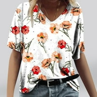 Zodggu летни дамски плюс размер флорални тениски Продажби пролетта лято ежедневно свободно прилепване спокойни върхове капка ръкав с къс ръкав женски върхове реколт