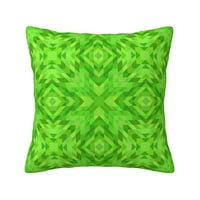 Хвърлете възглавници, зелен калейдоскоп мозайка квадратен диван декоративна плетена възглавница, 16 x16