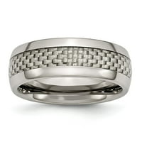 Mia Diamonds Титан, полиран със сиви въглеродни влакна инкрустация на сватбена лента за сватба Размер на пръстена - 8.5