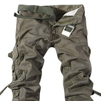 Товарни панталони за разхлабени мъжки много джоба, измити гащеризони на открито панталони панталони Армия Зелен XL на разстояние