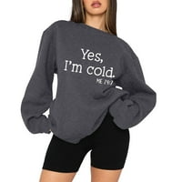 Дамска суитчър огромен качулка дамски есен зима свободна горна буква печат серия раменна ръкав без пуловер пуловер пуловер