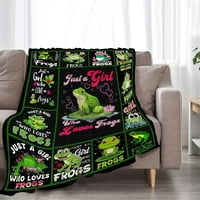 Nosbei зелена жаба хвърляне на одеяло анимационно момиче сладка жаба одеяло подаръци за любители на жабата деца възрастни супер меко уютно руно топло леко плюшено одеяло декор за хол диван легло спално общежитие