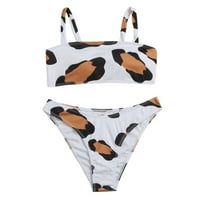 Amousa Women Fashion Split Swimsuit Cow Print Beach Bikini Suit