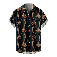 Амидоа мъжки хавайски флорални ризи стилни ежедневни копчета с къс ръкав надолу тениска лятна тропическа празнична плажна риза