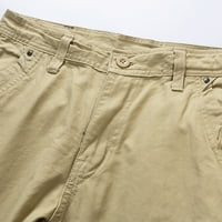 Мъжки туристически къси панталони, монтирани твърди цветни микро еластични копчета с цип на талията с дължина на коляното, летни дишащи товарни къси панталони с джобове khaki 32