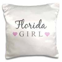3Drose Florida Girl - Home State Pride - САЩ - Съединени американски щати - Текст и сладки момичешки розови сърца - калъф за възглавници, от