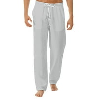 Мъжки панталони Wendunide Мъжки летен нов стил прост и модерен чист памук и спално бельо сив xxl