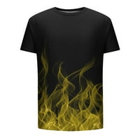 Тениски за мъжки къс ръкав 3D пламък отпечатани кръгли шия тънък спорт Небрежен пуловер тениски блузи върхове жълти xxxl