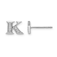 Accent Diamond Serif Letter - K - Обеци от очарование в 14K бяло злато