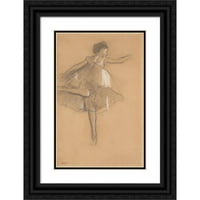 Едгар Дегас Черна богато украсена двойна матирана музейна арт печат, озаглавена: Танцьор на Pointe
