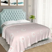 Двоен слой плюшено одеяло за легло, сладък котешки розови лапи отпечатък модел уютен мек климатик за хвърляне на одеяла, 80 60