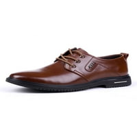Ferndule Men Oxfords Business Leather обувки Официални рокли Обувки Comfort Lace Up Flats Work Fashion Lightweight Brown 6.5