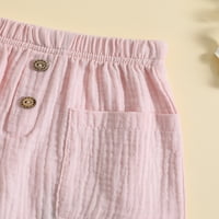 Thaisu Toddler Kids Shorts Еластични къси панталони с джобове бебешки момчета момичета комфорт меки панталони