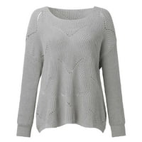 Женски изрязан пуловер ръкав Небрежен хлабав пуловер пуловер плетен върхове