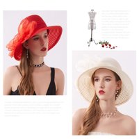 Жени органза топ шапка слънце кофа шапка чай парти сватбени шапки френски елегантност дама цвете плаж фестивал капачка-тъмно лилаво