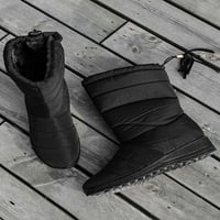 Lacyhop Womens Winter Boot Fau Fur Snow Boots Slip On Warm Booties Work Неплъзгащи се обувки Небрежни средни телета Черно US 7.5