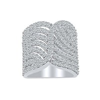 2. Карат кръгла форма бяла естествена диамантена коктейл годежен пръстен в 14K твърд бял златен пръстен размер-9.5