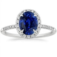 Harry Chad Enterprises 3. CT Womens Oval Blue Sapphire & Diamond Accents Halo Ring, размер 6.5