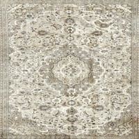 Ahgly Company Indoor Clayer Традиционни кафяви кафяви персийски килими, 6 'квадрат