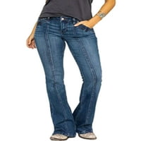 Wrcnote жени за коси с дънкови панталони тънък клуб ботуши с цип дънки солидни цветни джобове панталони черни 2xl