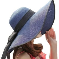 Wyongtao Clearance под $ 10,00Women Big Brim Straw Hat Sun Floppy Wide Brim Hats New Bowknot сгъваемо плажна капачка