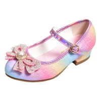 Детски обувки Fattazi с диамантени лъскави сандали принцеси обувки лък високи токчета показват обувки за принцеси