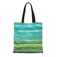 Платно тотална чанта абстрактно ярко сини и зелени вълни, съблечени акварелни четки за издръжливост за многократна употреба за пазаруване раменни хранителни стоки
