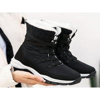 Eloshman дами топли обувки Плюшени облицовани снежни ботуши Средно-Клиф зимен обувка работа устойчив устойчив fau fur comfort черно 8.5
