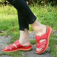 Женски издълбани сандали меки и широки сандали с PU кожа горна част за случаен повод плажна ваканция Черно 44