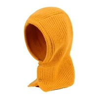 Anvazise твърд цвят защита на ухото еластична плетена шал шапка унизионна бутони плетен топла яка на врата капачка за модни аксесоари Бежов един размер