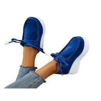 Lumento платформа маратонки за дамски обувки за ходене дантела спортни маратонки небрежни лека с лек клинов кръг пръст на пръст не-плъзгане синьо 5.5