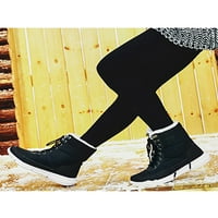 Lacyhop Unise Mid -Calf Boot Fau Fur Snow Boots Плюгнати облицовки Зимни обувки на открито, без плъзгане на топла обувка комфорт дантела черно 10