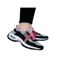 Colisha Женски обувки за бягане Въздушна възглавница Атлетична обувка дантела маратонка Разхождаща се платформа за модни маратонки Дишащи тренировки Черно розово 8