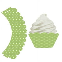 Sage Green Polka Dot Декоративни опаковки за чаши за печене и облицовки за печене -24pk