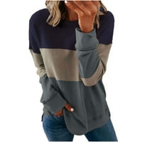Женски качулки с джоб памук свободен отпечатан пуловер полиестер зимно палто тъмно сив пуловер размер l