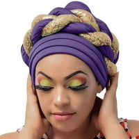 шапки за жени модни жени мъниста шапка с плитки мюсюлмани за рак на рак капачка за сън Caps Сатен облицовани капаци на косата лилаво + един размер