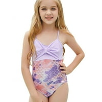 7-12y големи момичета русалка Bowknot Beach Sport 2-PC UPF 50+ бански костюм