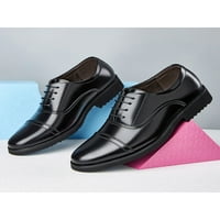 Woodbling Mens Leather Shoes Business Oxfords Официални обувки Официални обувки Работа с плоскости Неплъзгащи се дантела нагоре Лека плъзгаща се височина Увеличаване 8,5