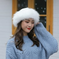 Anvazise женска шапка сгъстяваща пухкава fau fur pure color coldproof cap fashion accessories