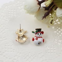 Чифт жени Обеци Малки свежи коледен фестивал Малкият снежен човек дизайн Рейнстоун Декориран уши шпилки и пръстени Бижута Подарък