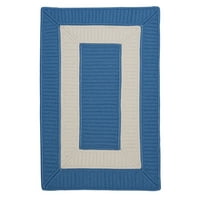 Колониални мелници 4 'синьо и бяло сплетено обратим килим за хвърляне на квадратна площ