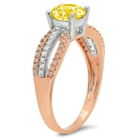 1.27ct кръг отрязано жълто симулиран диамант 14k бяло розово злато годишнина годежен пръстен размер 3.75
